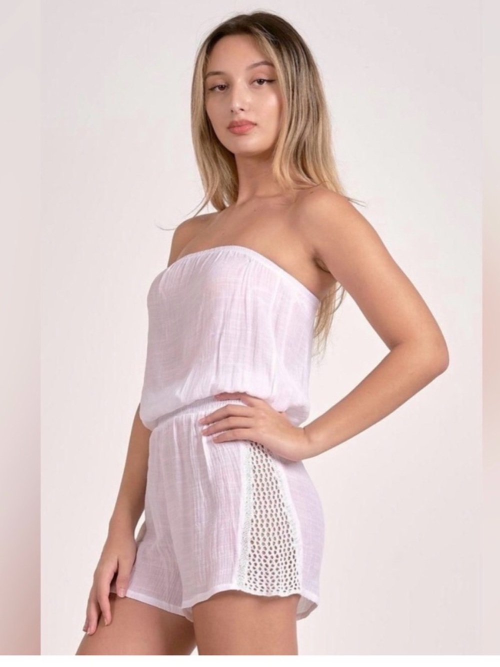 NWT Sensea Black Crochet-Trim Swim Coverup Romper